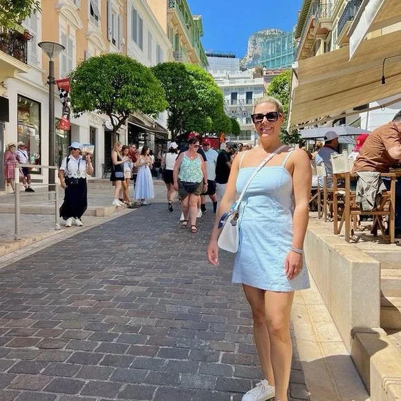 Light Blue Patterned Dress - Picture 4 of 4